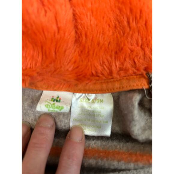 VTG Disney Baby Embroidered Striped Tigger Fleece Hooded Jacket with Ears 6/9 Mo - Picture 6 of 7